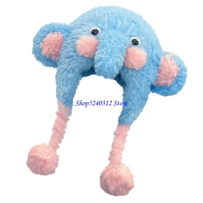 

634C плюшевая шапка со слоном из мультфильма для улицы, утепленная шапка-ушанка, головной убор для косплея