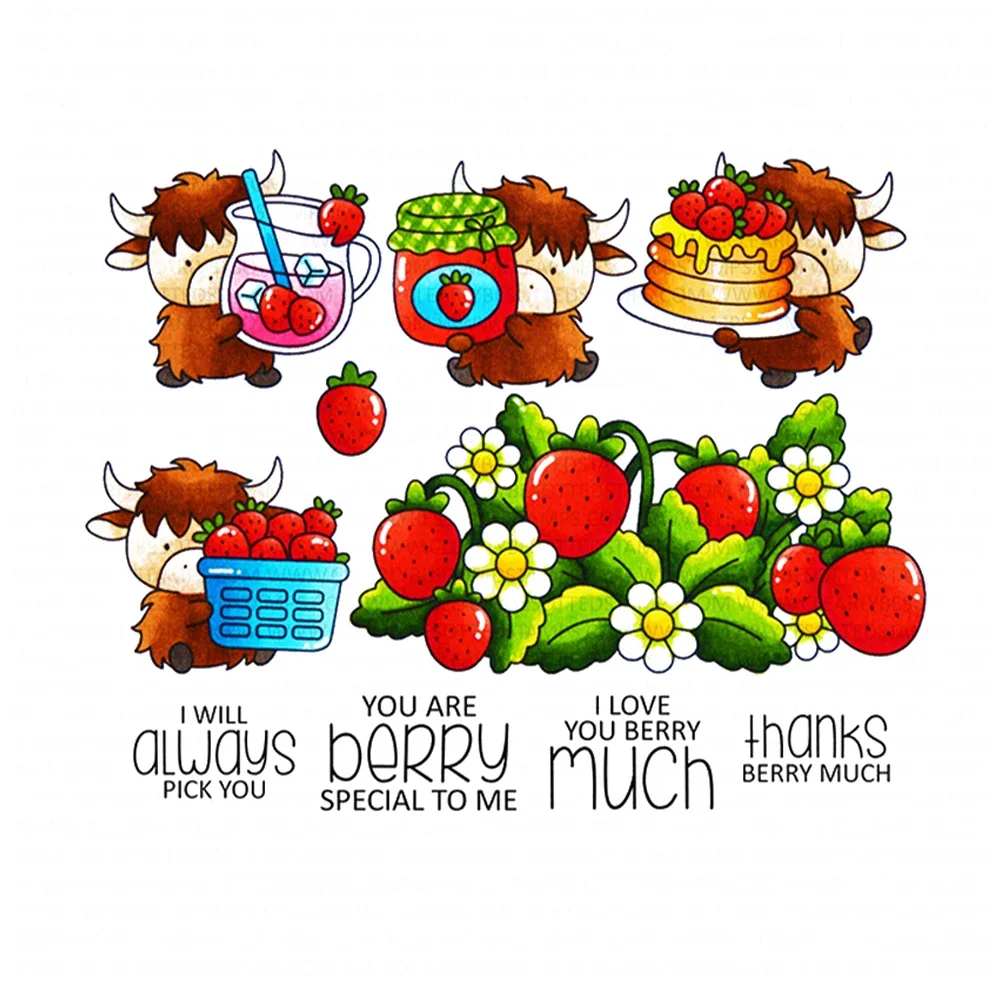 Strawberry Fields Snacks New Arrival Metal Cutting Dies Clear Stamps for Diy Photo Album Handmade Paper Card Decoration Craft
