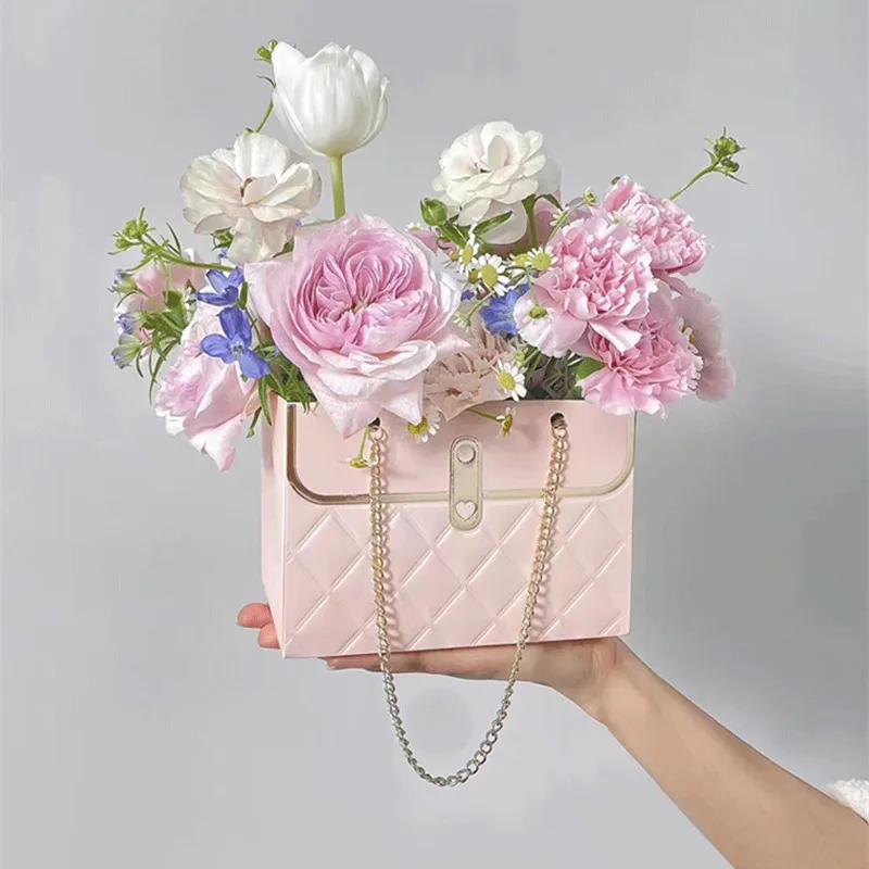 4Pcs Portable Flower Rose Packaging Boxs Rectangle Wrapping Bag For Flower Shop Wedding Valentine\'s Day Birthday Party Gifts