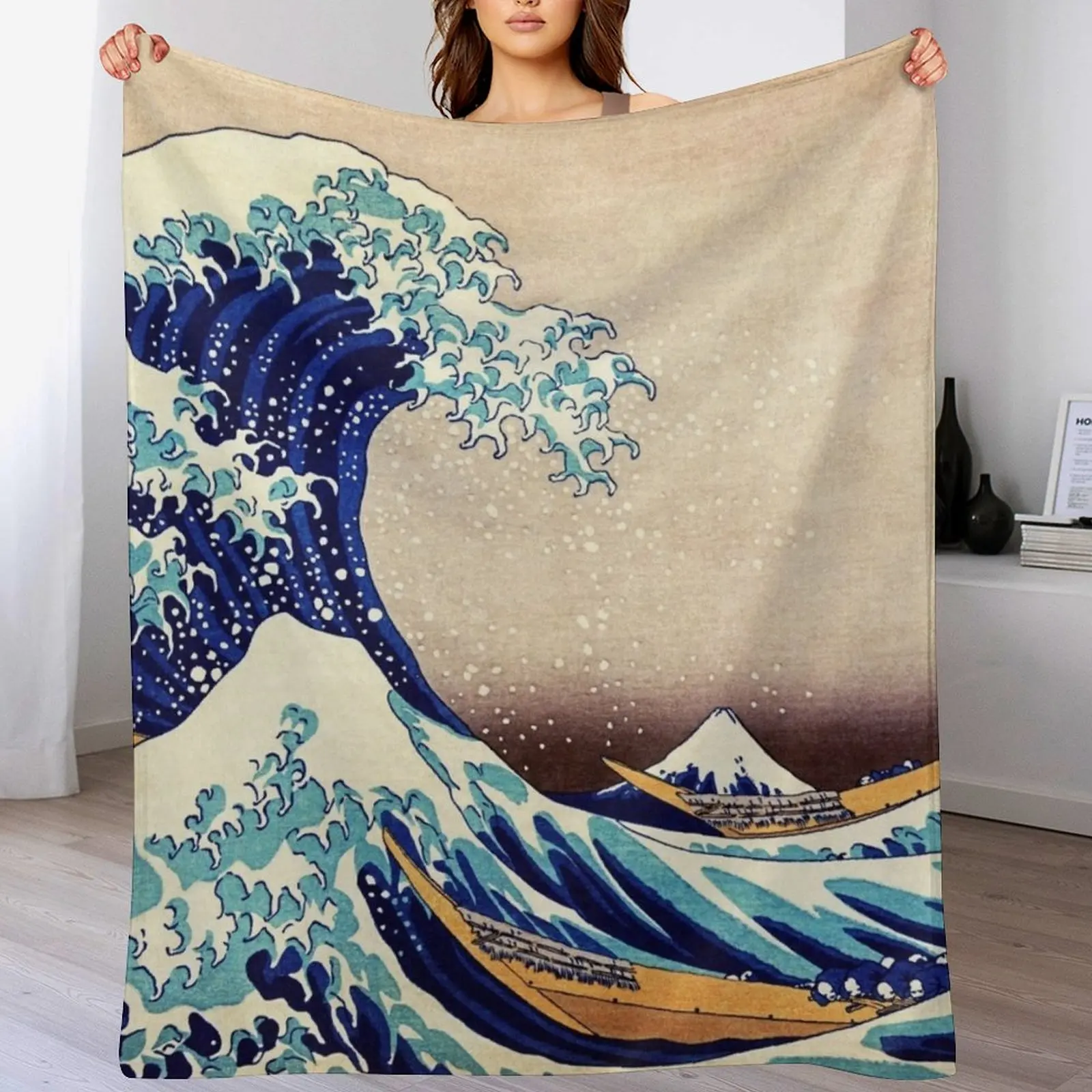 

Katsushika Hokusai The Great Wave Off Kanagawa Throw Blanket Plush Summer Beddings Blankets