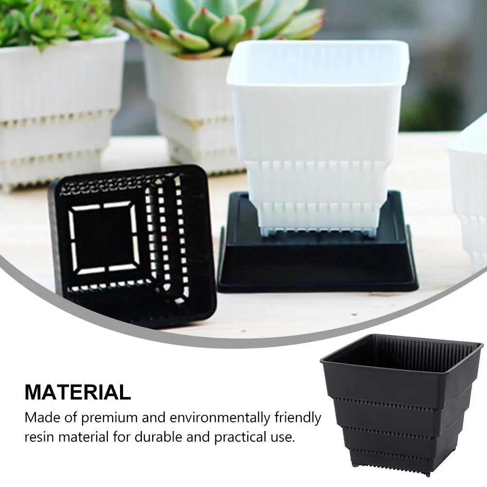 

Root Control Flower Pots Square Planter Indoor Plants Succulent Office Decor Plant Holder Resin Material Gardening Home Scene