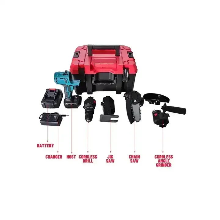 Cordless Electric Screwdriver Multi-Head Power Drill Set Power Tool Battery Drill Impact Wrench Brushless Motor Tool Combo Set