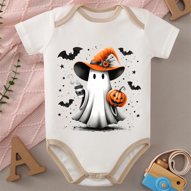 

MINISO Ghost Happy Halloween детский комбинезон из чистого хлопка, мягкий боди для новорожденных 0-12 месяцев, лучший подарок для ребенка