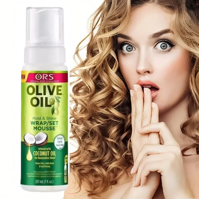 

Зеленый оливковый увлажняющий мусс, долговечный мусс против вьющихся волос, сильная фиксация, лосьон для укладки вьющихся волос, 207 мл