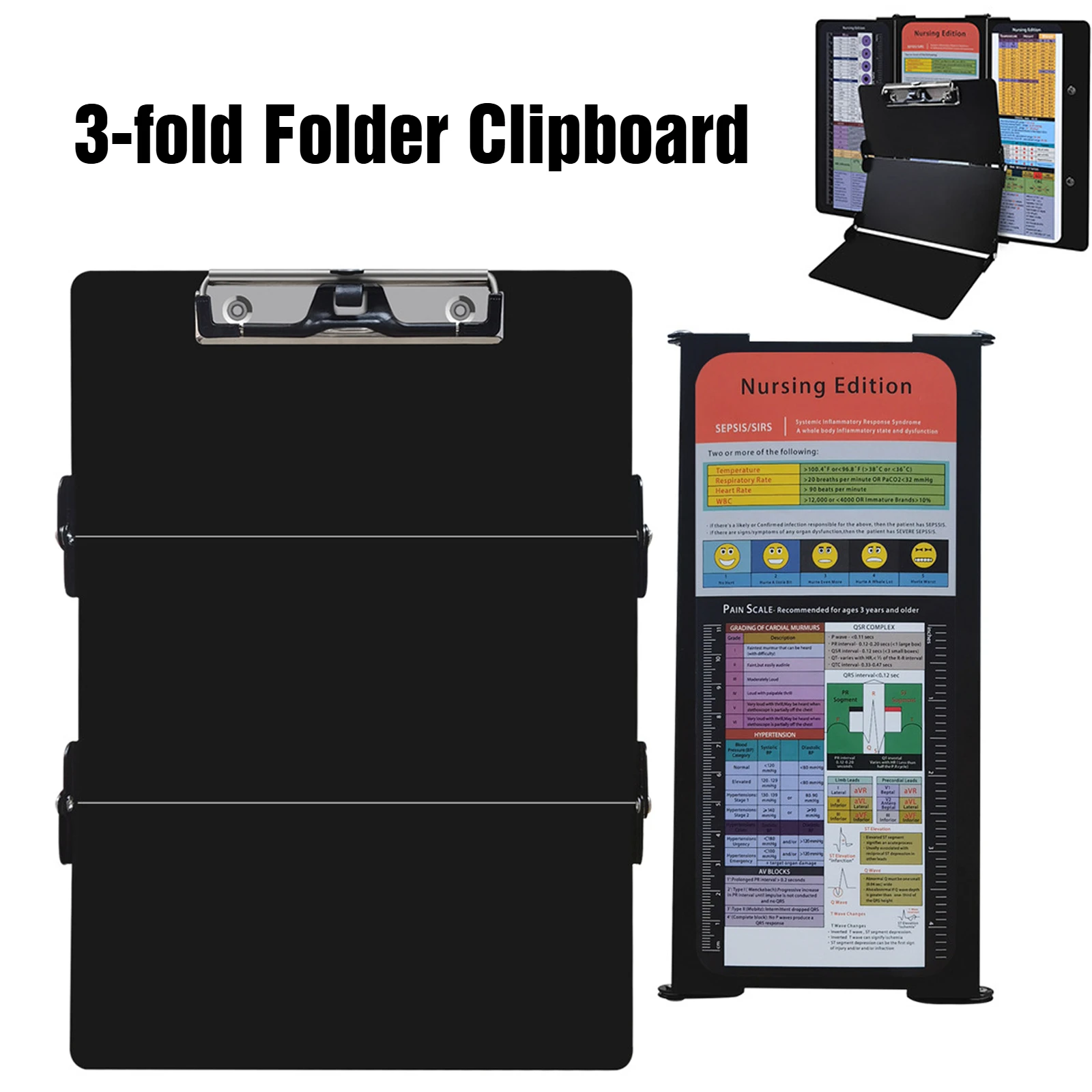 Nursing Clipboard Foldable 3 Layers Aluminum Foldable Clipboard for Nursing, Notepad for Students, Nursing School Essentials