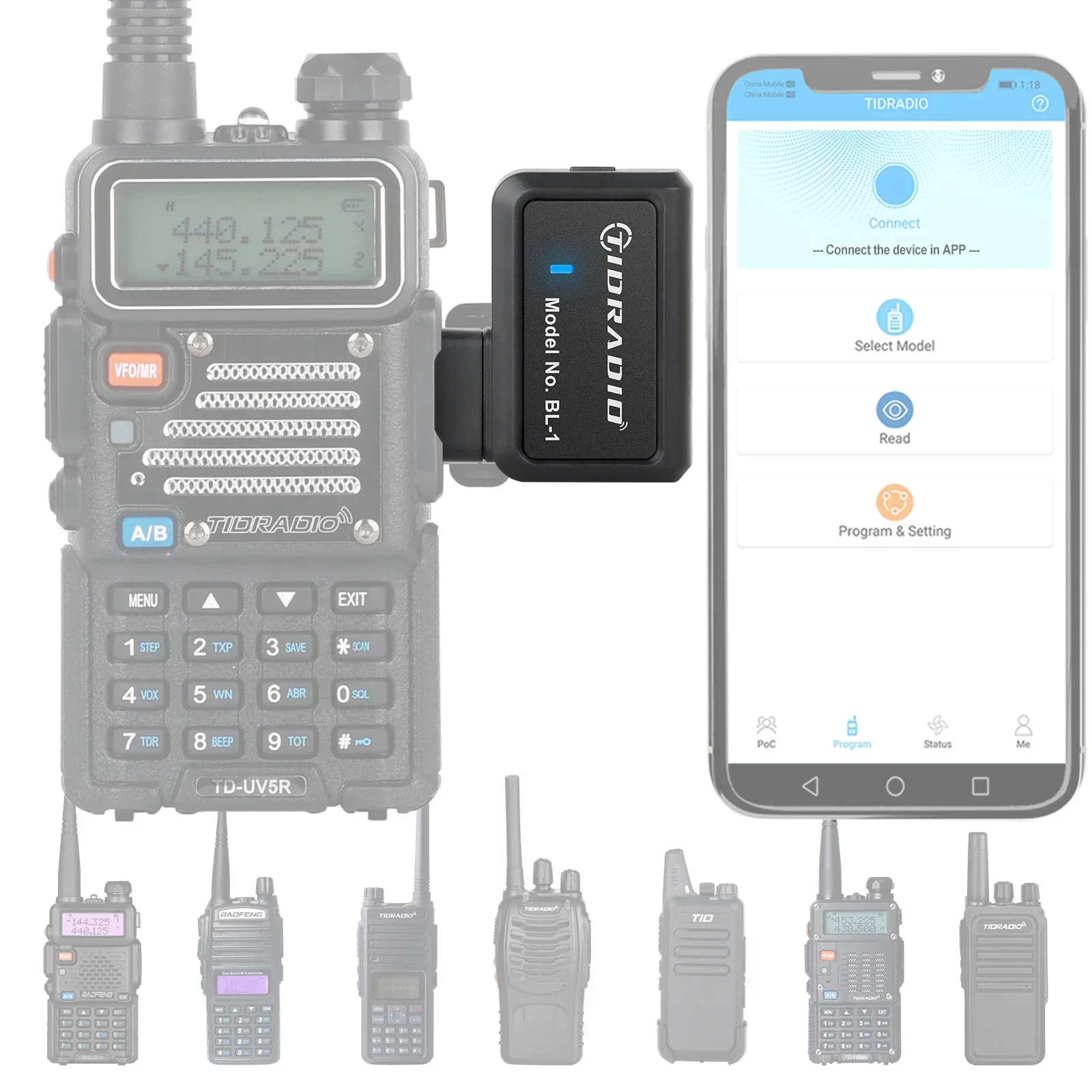 Radio Walkie Talkie ham TID Wireless Programmer Phone APP programming for Baofeng UV-5R BF-888S Multiple Model Radio