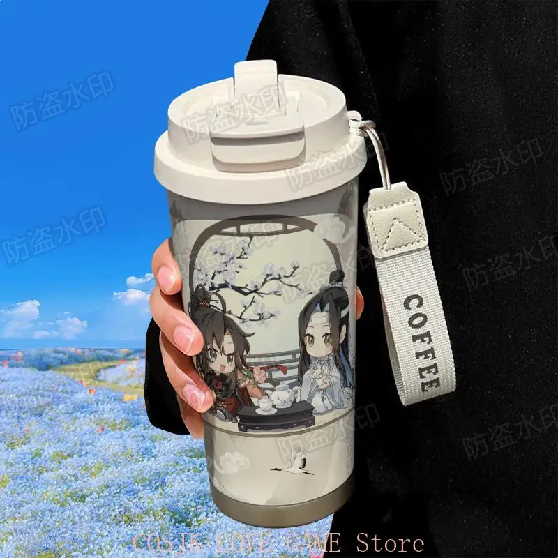 Anime MDZS Wei wuxian Lan wangji 316 Stainless Steel Water Bottle Thermos Straw Water Cup Large Capacity Coffee Water Cup Gift view 2