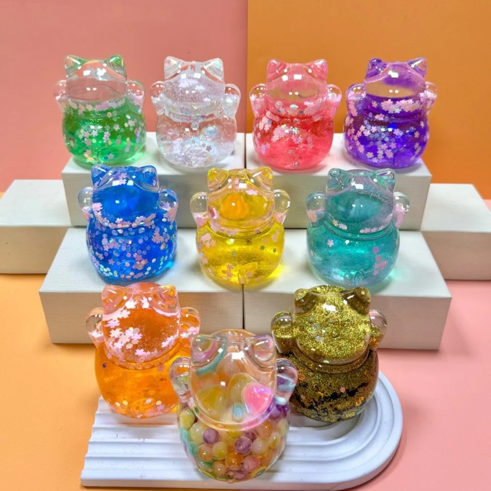 Creative Colorful Candy Color Fortune Cat Ornaments DIY Decoration Creative Cute Mini Ornaments Kawaii Miniature Figurines