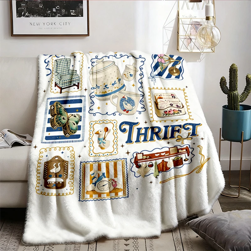 Literally Born To Thrift Flannel Blanket, Goose Coquette Shopping Lover Flannel Throw