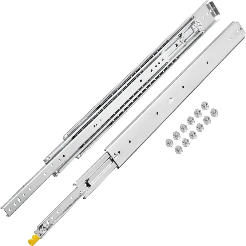 Drawer Slides, 1 Pair 48inch Locking Drawer Slides, 500lbs Load Capacity, Side Mount Ball Bearing Drawer Glides