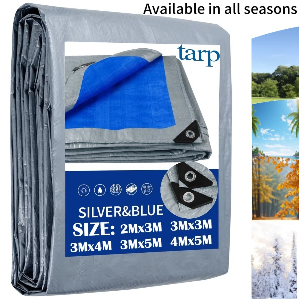 Cobertura de protección multiusos multiusos Lona de polietileno impermeable azul con ojales de metal y bordes reforzados para patio al aire libre