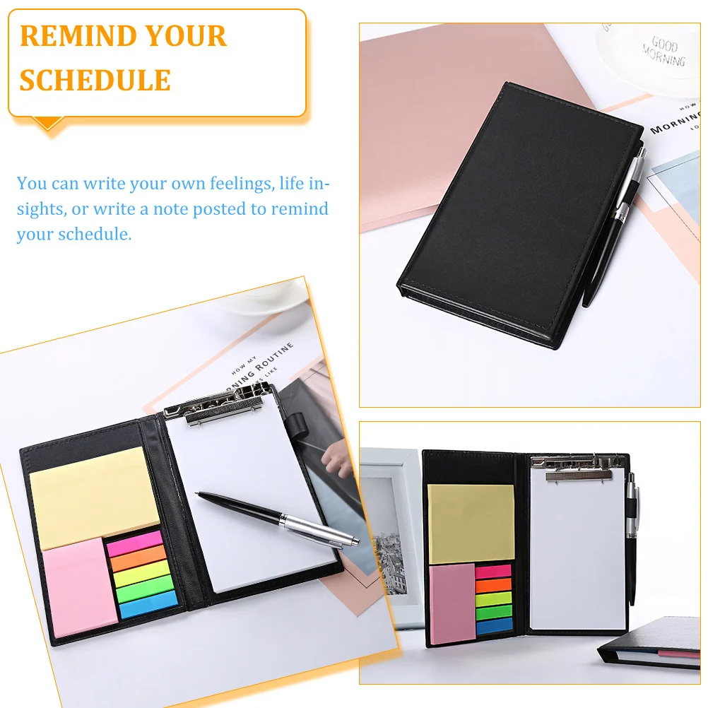 1Set Sticky Memo Pads Colored Page Tabs PU Cover Office School Supplies Multipurpose Note Reminder Adhesive Stickers