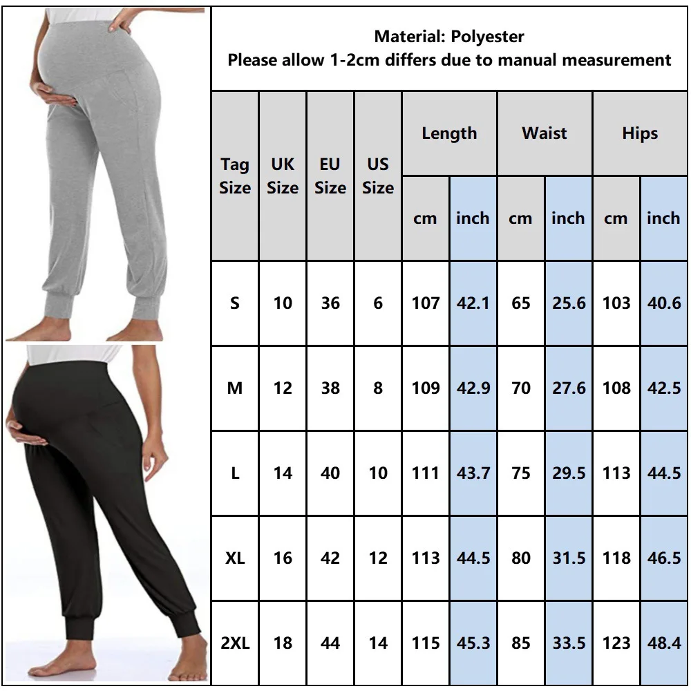 Pantalones de maternidad informales para mujeres embarazadas, pantalones largos sueltos sólidos, pantalones activos de moda, ropa de embarazo cómoda elástica, nuevo