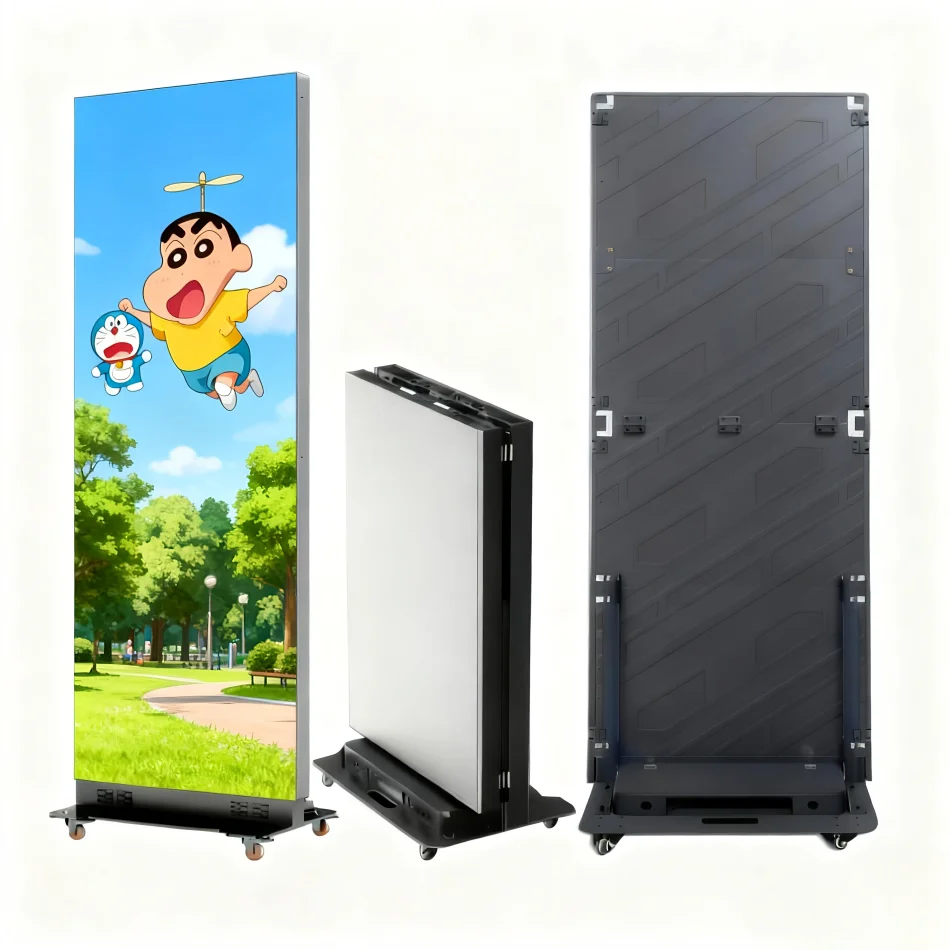 Indoor Digital HD P1.25P1.538P1.86P2P2.5 Foldable Full Color LED Poster Display Screen Panel 640x1920mm for Exhibit Advertising