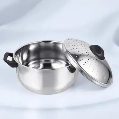 Portable Stainless Steel Pot With Lid For Noodle Cooking Camper Non-stick Utensil Lightweight Soup Buckle Stove