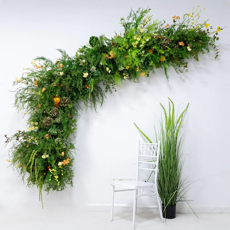 Internet celebrity Mori wall hanging decoration flower row flower arrangement, simulated green plant photography prop window