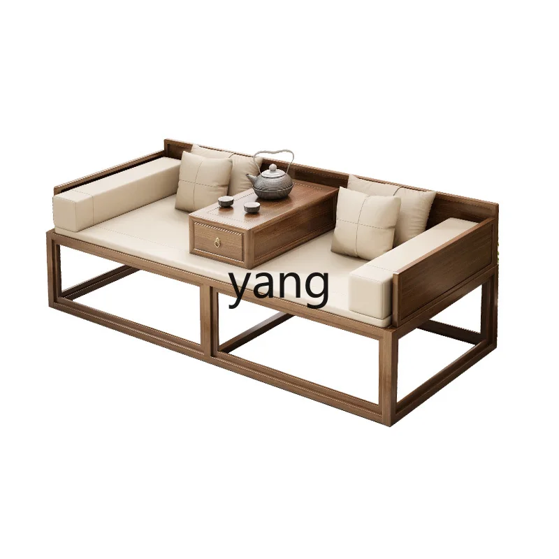 YJQ black walnut new Chinese sliding couch solid wood sofa furniture bed