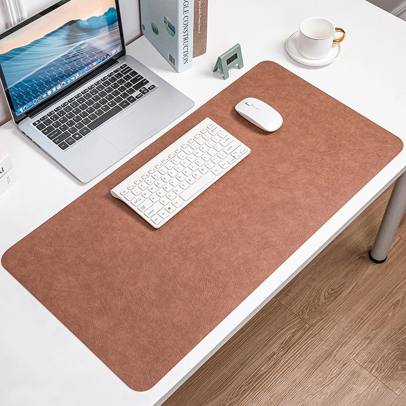 Double-sided Dirt Resistant Mouse Mat Retro Cowhide Solid Color Desk Pad Writing PVC Leather Mats Elegant Office Computer Pads