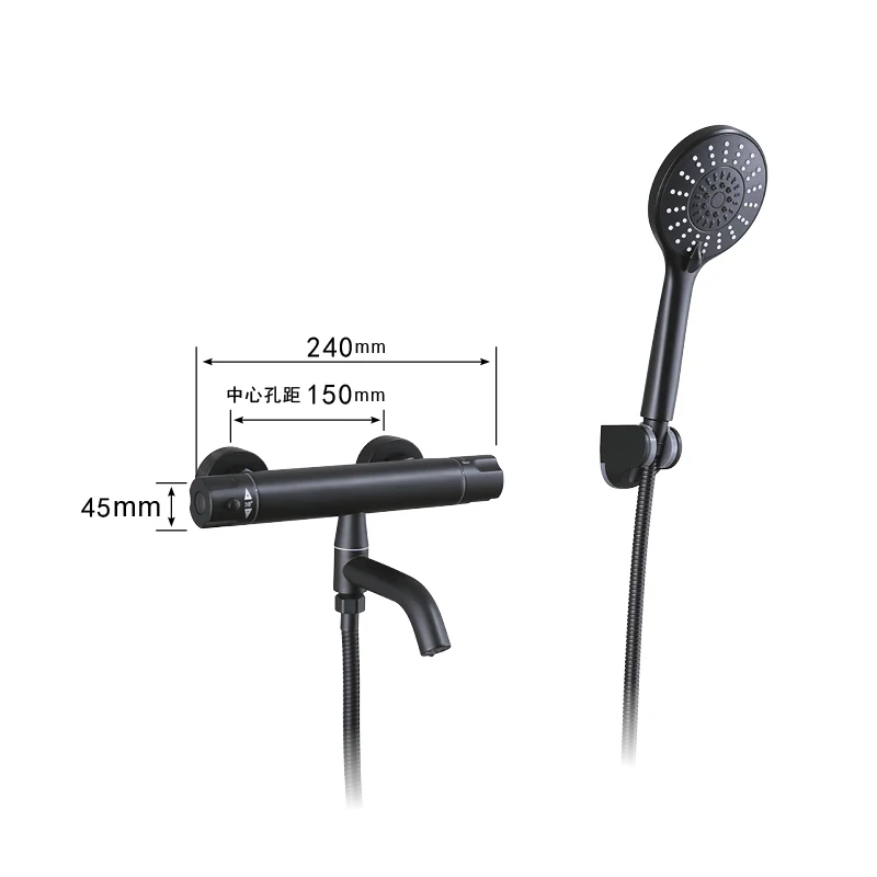 

Bathroom Bathtub Faucet Combo Set Wall Mounted Tub Faucet Set with Handheld Shower Modern Bath Tub Faucet with Hand Shower Black