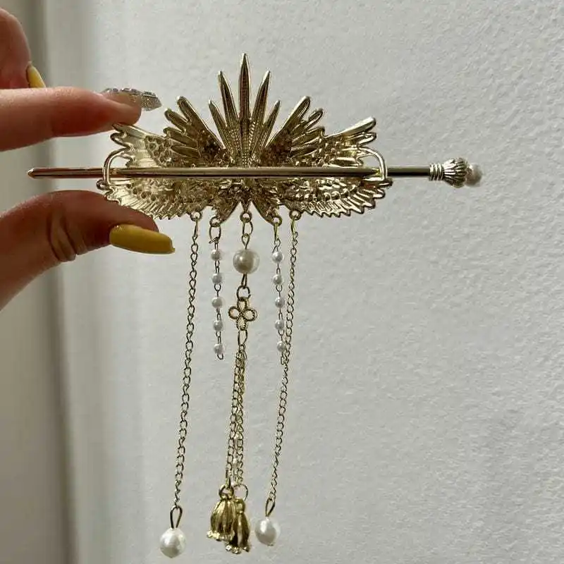 أجنحة شرابة دبوس الشعر الراقية Hairpi النمط الصيني القديم شيونغسام دبوس الشعر الجزء الخلفي من الرأس ملفوف الشعر #6