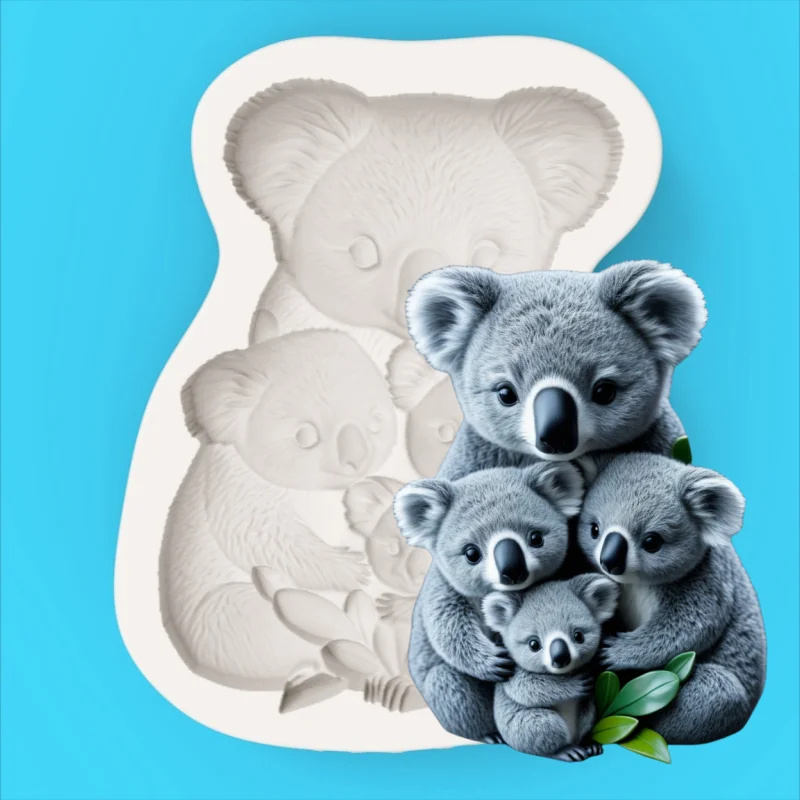 Koala Family Silicone Baking Mold Cute Koala Parent-Child Chocolate Fondant Cake Decoration Mold view 2