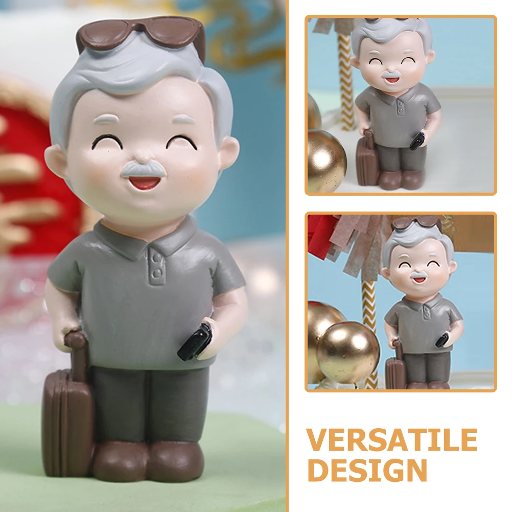 

Elder Figurine Miniature Statue Resin Figure Plaything Car Interior Cake Decor Desktop Figure Travel nament Cartoon Plaything
