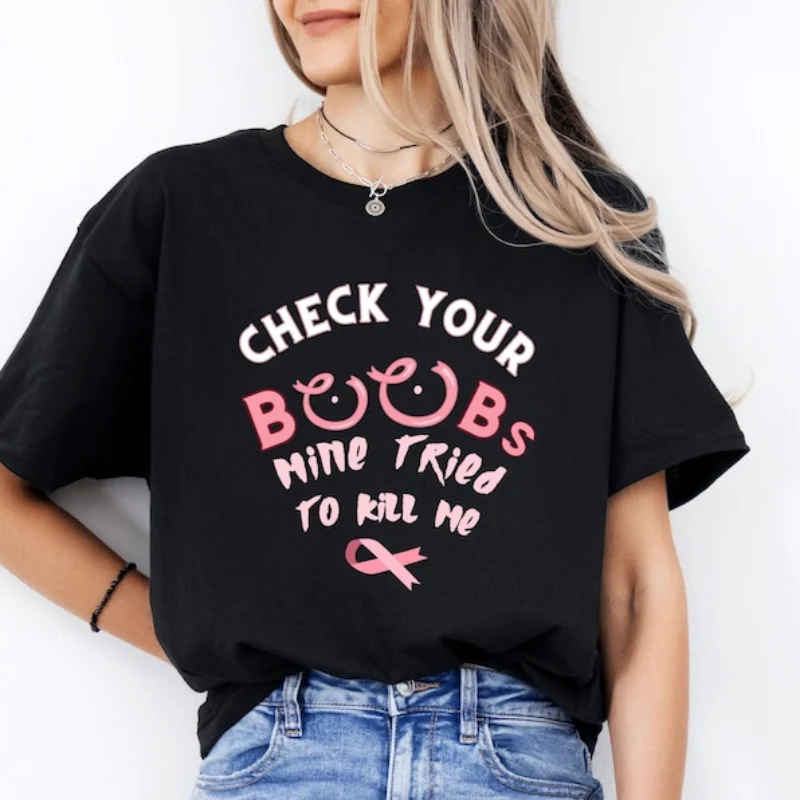 Breast Cancer Survivor  Awareness T-shirt Women Graphic Shirts Cotton Tees Kawaii Clothes Aesthetic Clothes Casual Short Sleeve