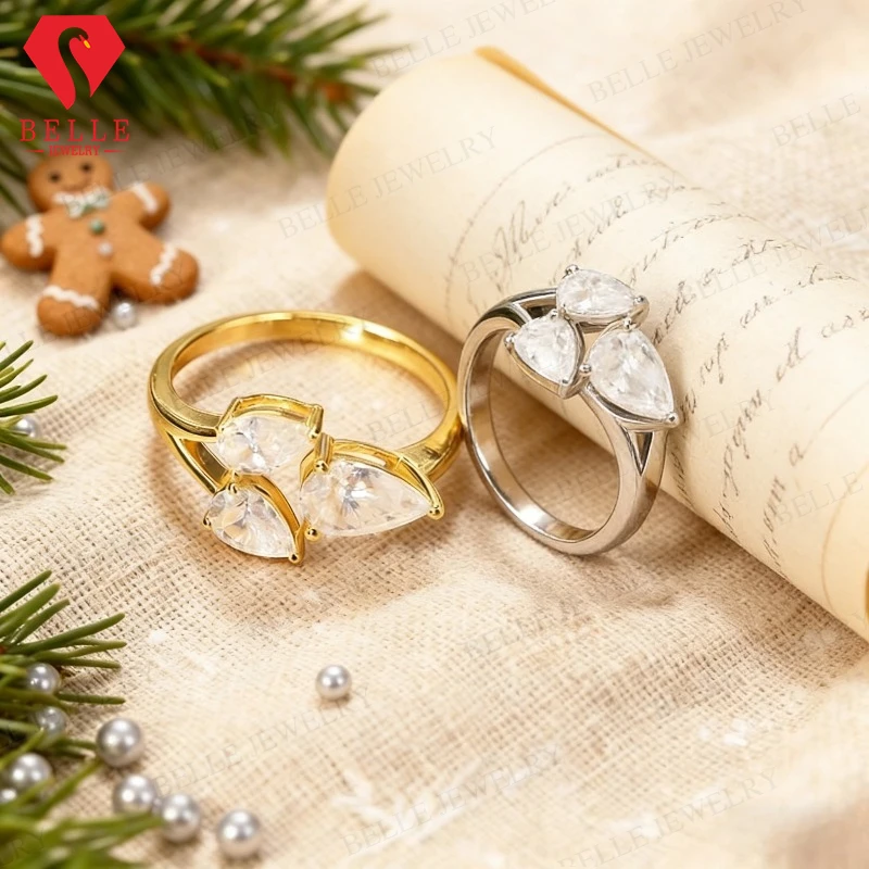 

Кольцо с муассанитом и тремя камнями, серебро 925 пробы, 2 карата, цвет D, VVS1, сверкающее, для помолвки, подарок на День матери