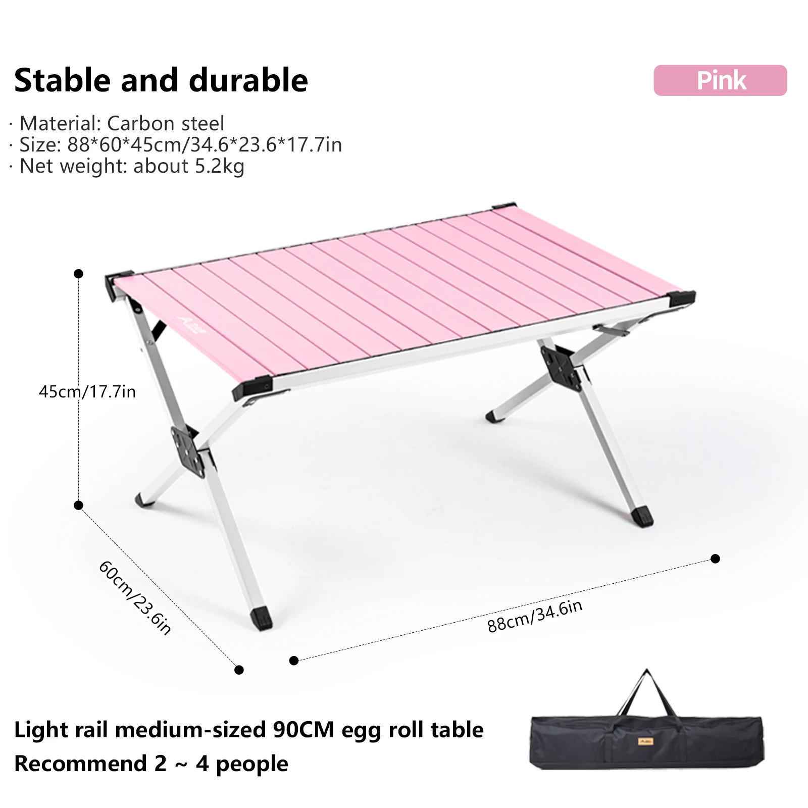 BISINNA Upgrade Nieuwe Outdoor Camping Loempia Tafel Draagbare Koolstofstaal Klaptafel Met Draagtas voor Picknick BBQ