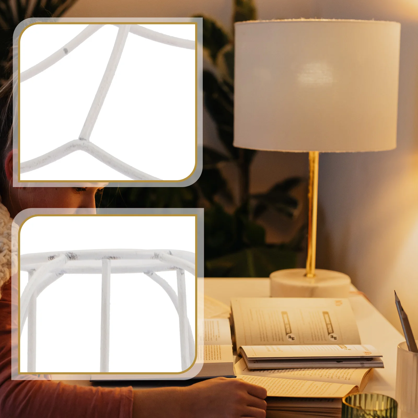 

DIY Lamp Shade Frame Iron Material Sturdy Table Floor Light Fixture Simple Design for Home Coffee Shop Decoration Use