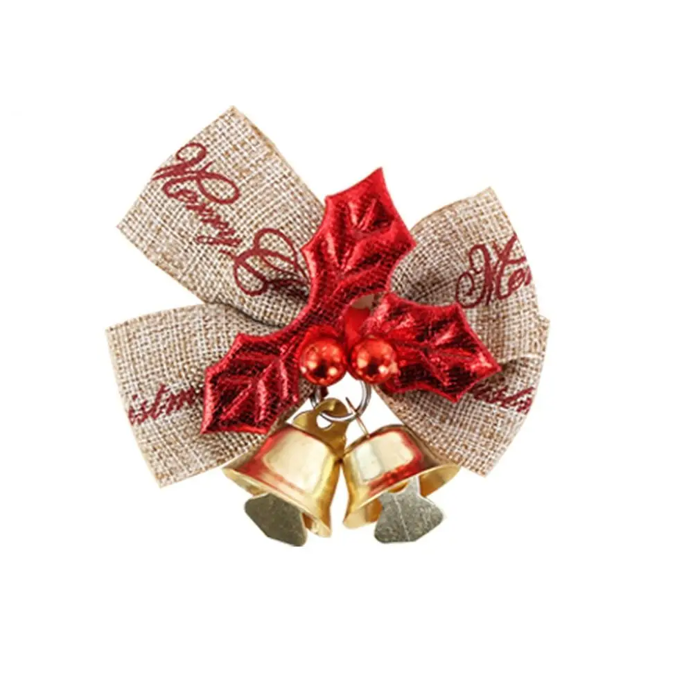

Mini Christmas Bow Bell Christmas Tree Reusable Bowknot Ornament Present Bow durable Hanging Decor Christma Gift Box Garden