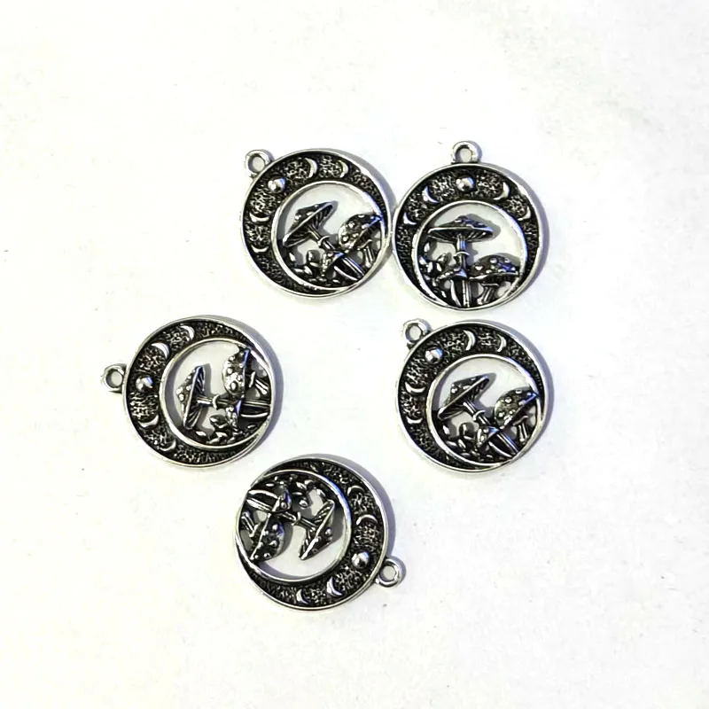 5psc Lunar Eclipse Moon Mushroom Charm Making Jewelry Findings for DIY Earring Necklace