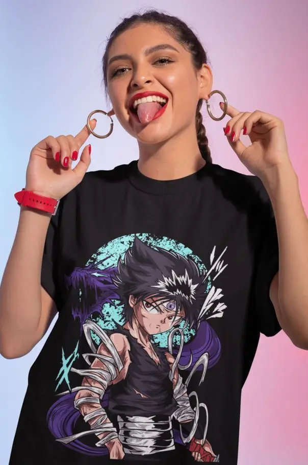 Hiei Yu Yu Hakusho T-shirt Kuwabara Kurama Yusuke Hiel Anime Manga Black Shirt