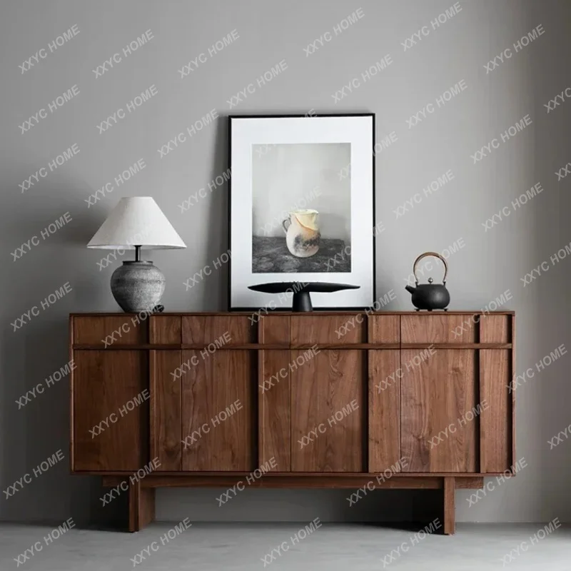 XX black walnut solid wood dining side cabinet Nordic wabi wind entrance locker Medieval storage cabinet