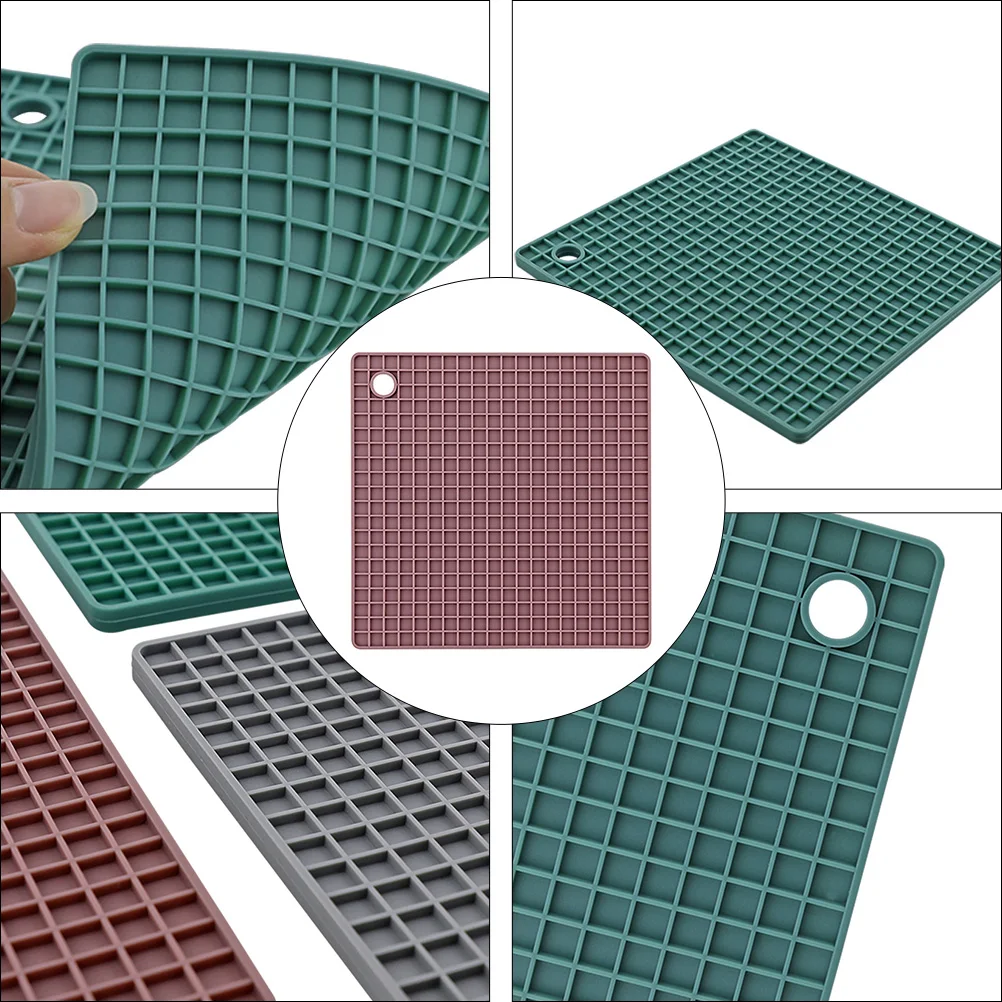 

1pc Heat Resistant Silicone Pot Holder Coaster Cup Mat Non-Slip Placemat Bowl Protector Square Insulated Kitchen Mat Foldable