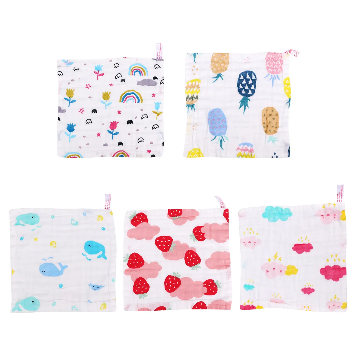 

5pcs Baby Face Towels Cotton Muslin Washcloths Kids Bath H kerchief Dish Cloth Bib Teething Jersey Water Absorbing