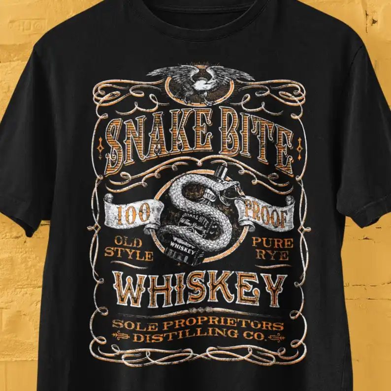 

Snake Bite Whiskey T-shirt, Whiskey Drinkers Shirt, Great Gift for Whiskey Lovers