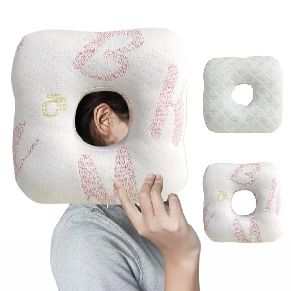 Ear Pain Relief Pillow Ergonomic Side Sleeping Pillow with Ear Hole for Ear Pain Relief Machine Washable Portable for Nodular