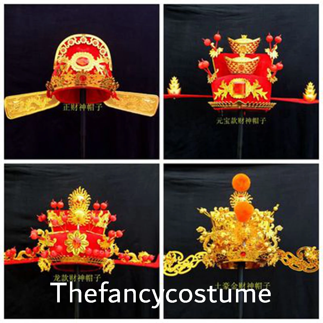 Chinese Opera Head  God Of Weatlth Hat Mascot Costume  Carnival Women Lady Performance Stage