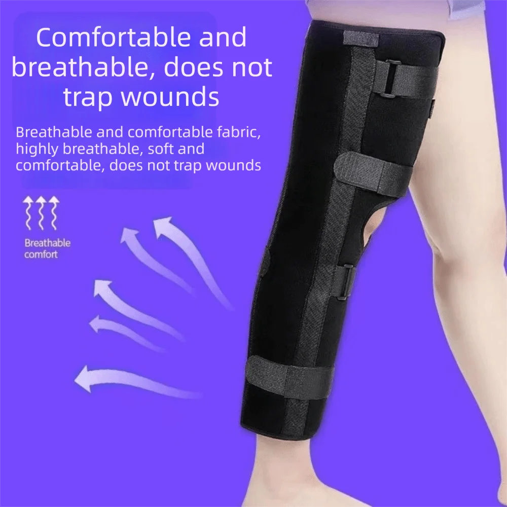 Stable Support Adjustable Knee Immobilizer Wear-resistant Breathable Knee Brace Three Panel Steel Plate Support Leg Splint Adult