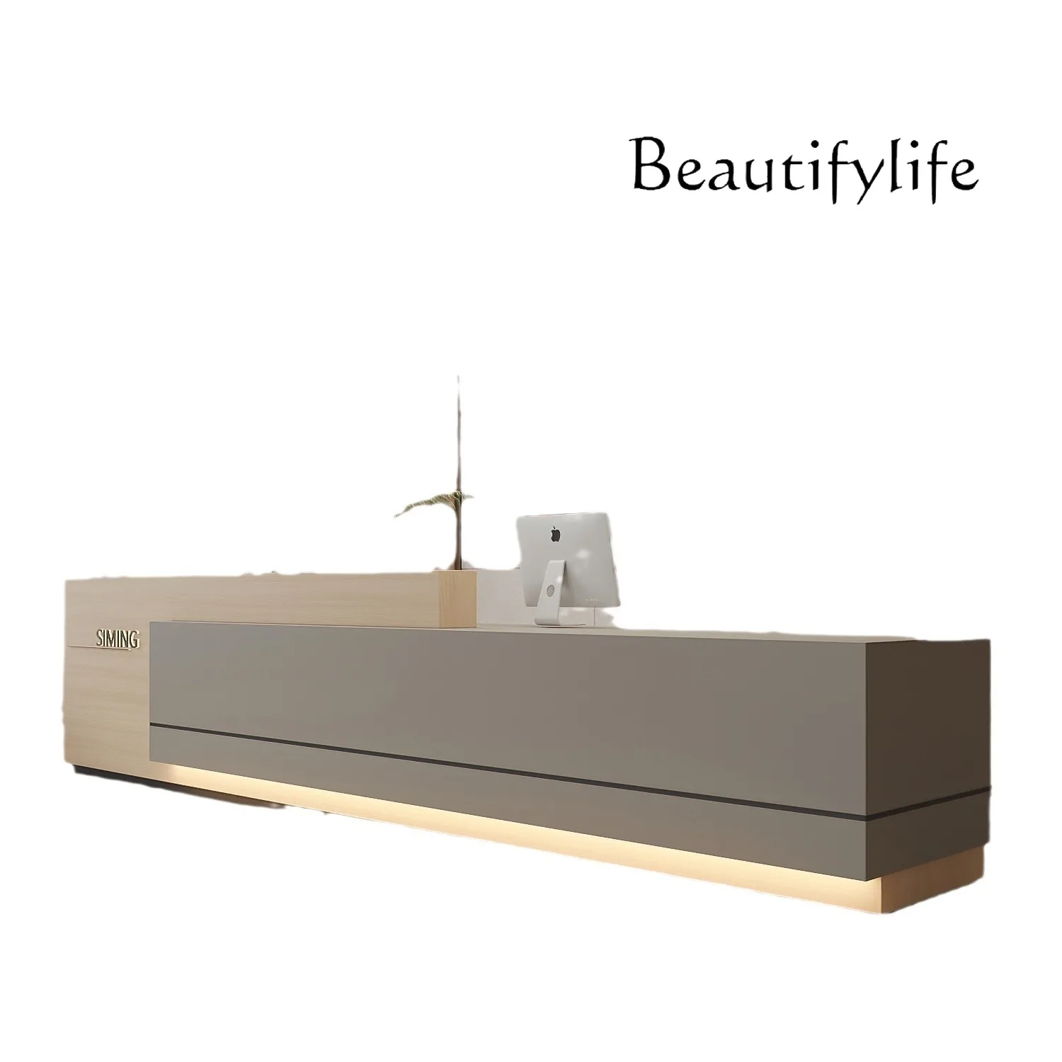 Simple Modern Company Hotel Front Desk Property Service Desk Painting Reception Desk Imitation Marble Bar