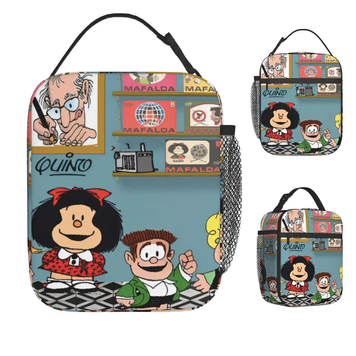 

Mafalda Comic Cartoon Kawaii Lunch Bag For Girls Lunch Box Casual School Cooler Bag Portable Oxford Tote Food Bags