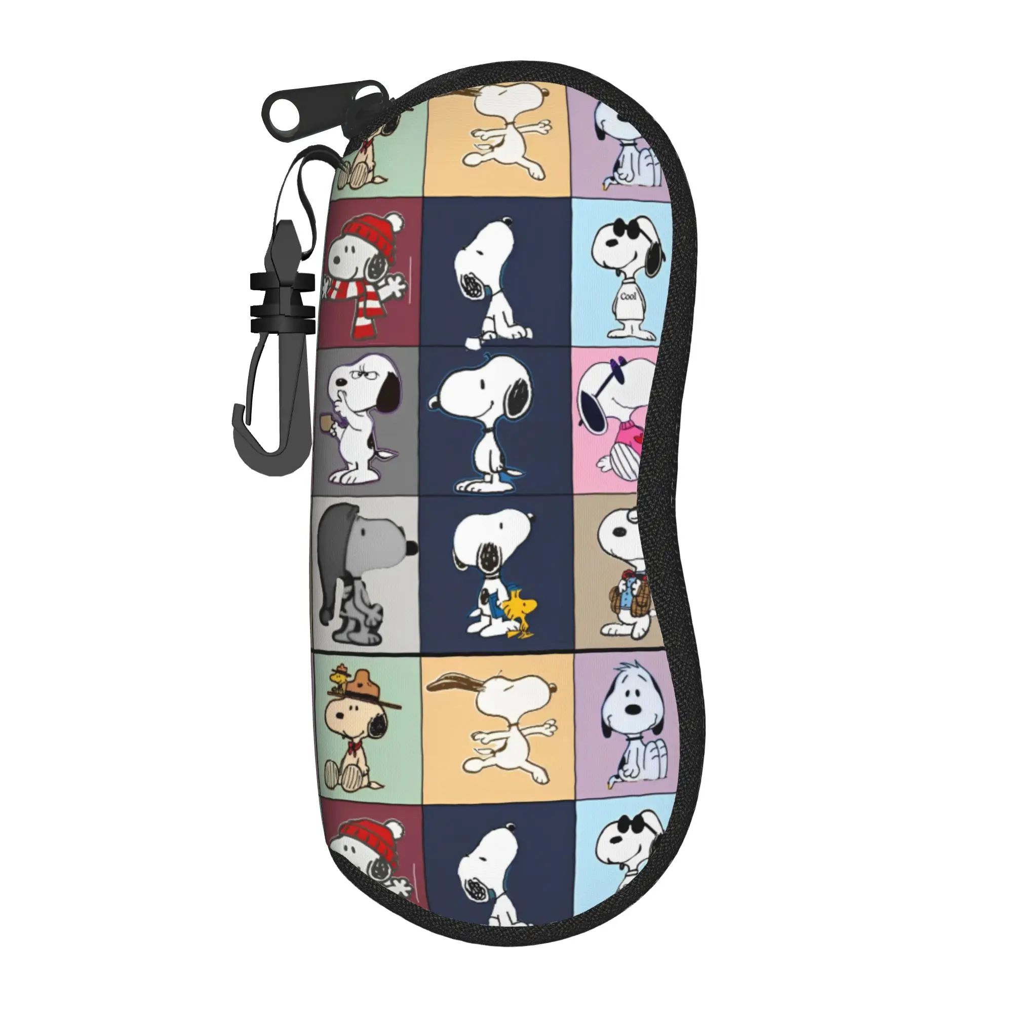 Snoopy Tour Brillenetui für Herren und Damen, wasserdichter Reißverschluss, Cartoon-Brillen-Aufbewahrungsbox, Anti-Druck-Etui für Augenkontakte