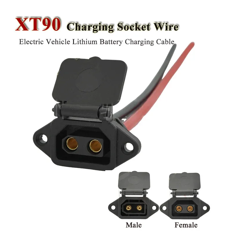 XT90 Stecker-Buchse-Ladeanschluss mit Kabel, T-förmiger Elektrofahrzeug-Lithium-Batteriestecker, Schnellladeanschluss