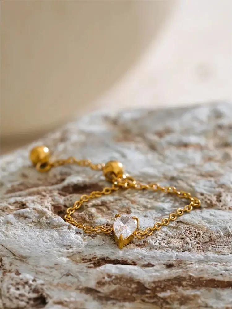 Yhpup – bague en acier inoxydable pour femmes, chaîne fine réglable en zircone cubique, étanche, délicate et populaire, bijoux de doigt, vente en gros