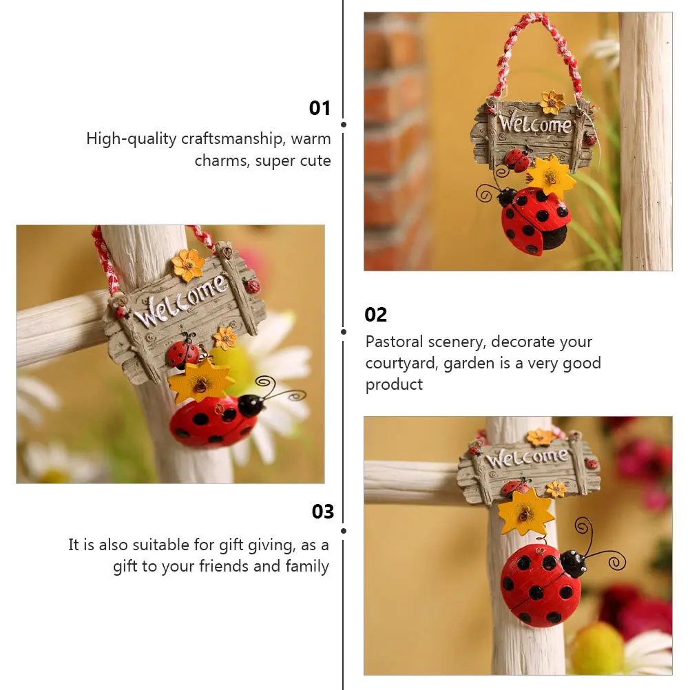 

2Pcs Seven-Legged Ladybug Resin Door Sign Hanging Plaque Decorative Welcome Ornament Home Room Entrance Wall Hanging Door Plate