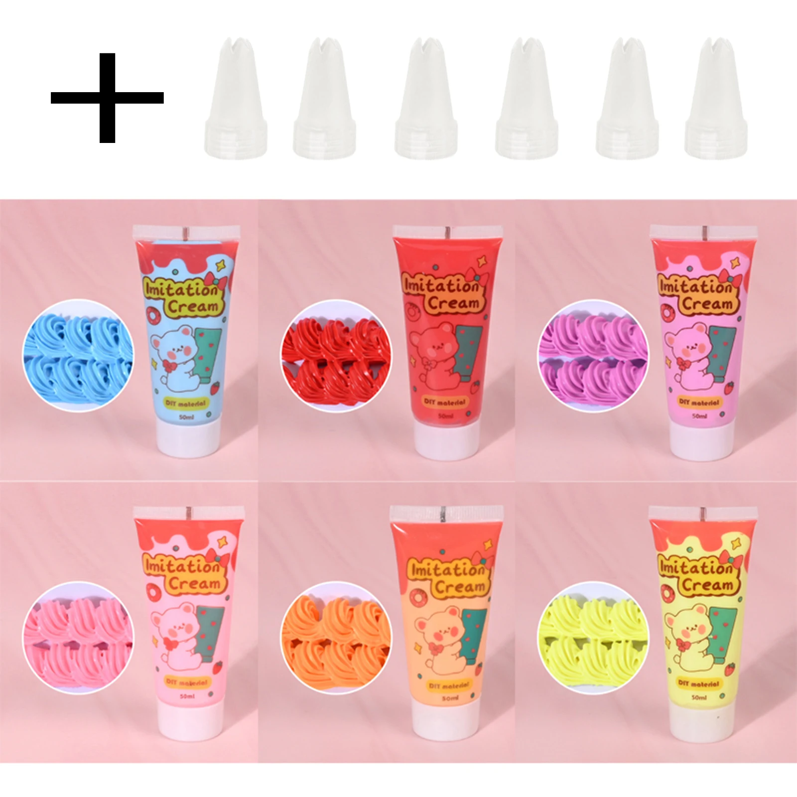 6Pcs Simulation Whipped Cream Glue Set Soft Clay Decoration Cream Glues For DIY Handmade Craft Jewelry Making Moulding Glue