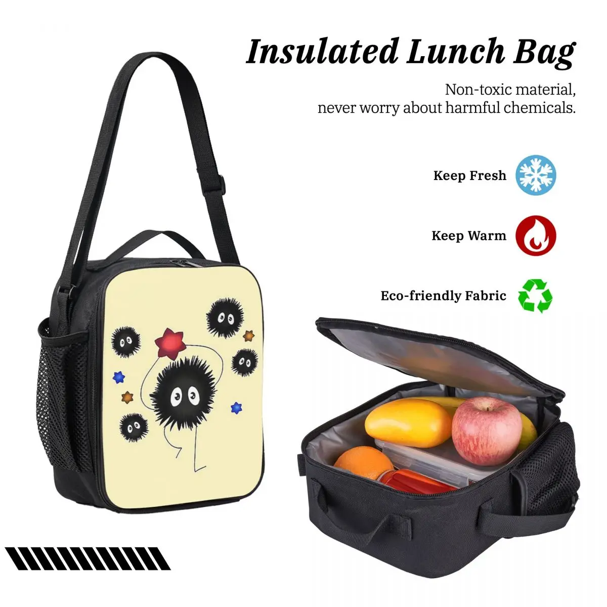 Soot Studio Ghibli 배낭 학생 소년 소녀 BookBag 학교 가방 노트북 어깨 가방 3ps 절연 점심 가방 연필 케이스