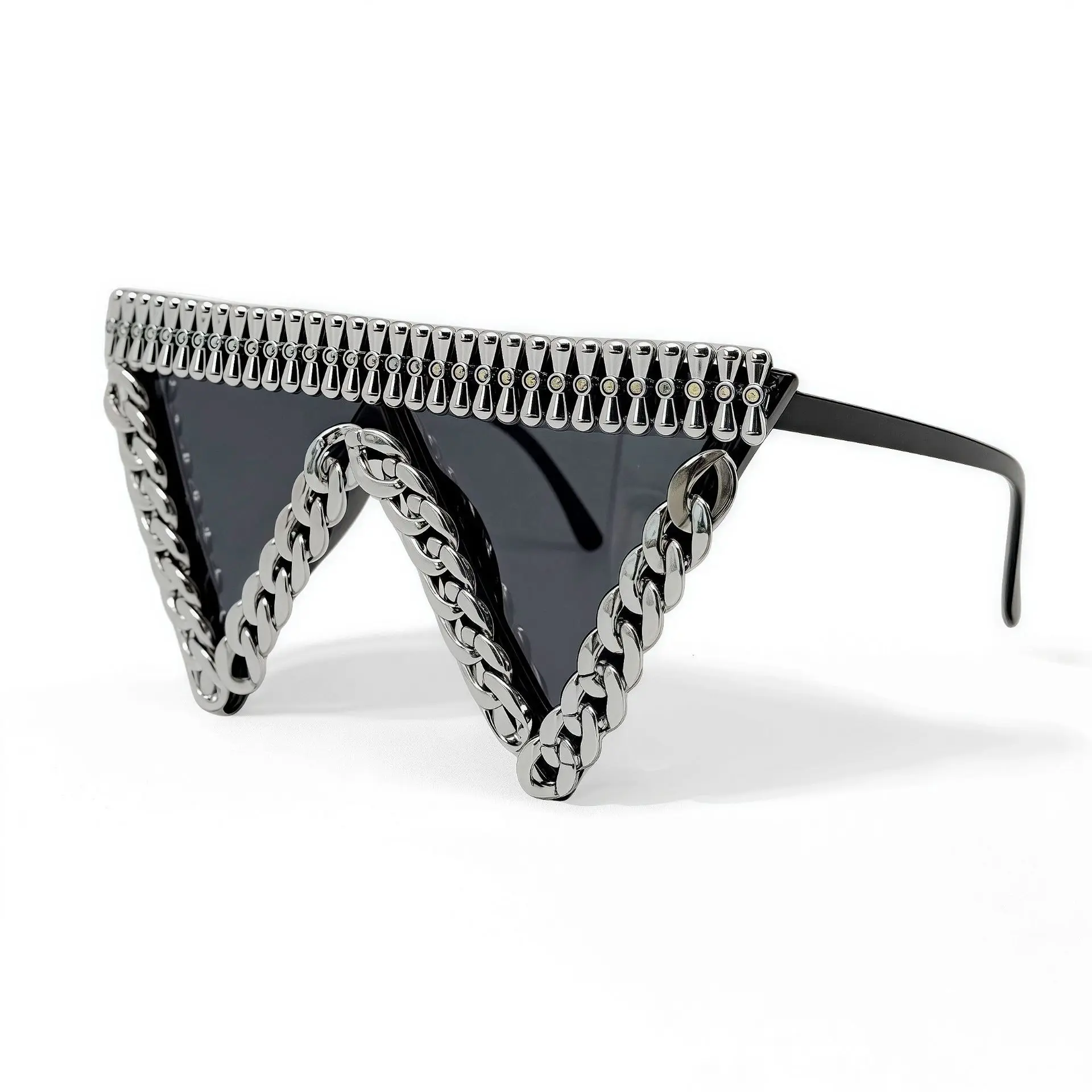 

Exaggerated Luxury Triangle Chain Sunglasses for Men and Women Avant Garde Retro y2k Rock Punk Sun Glasses for Party UV400