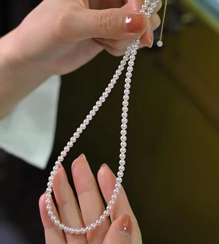 classic 5-6mm south sea round white pearl necklace 16.5inch 925s